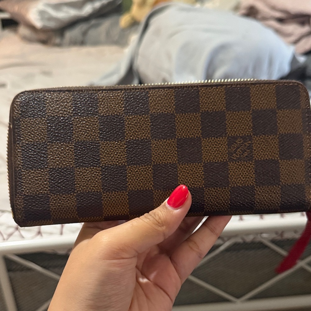 Cute brown checkered wallet